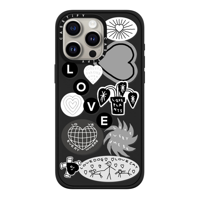 INAPSQUARE x CASETiFY iPhone 15 Pro Max ケース マットブラック インパクトケース MagSafe対応 LOVE STICKER 02