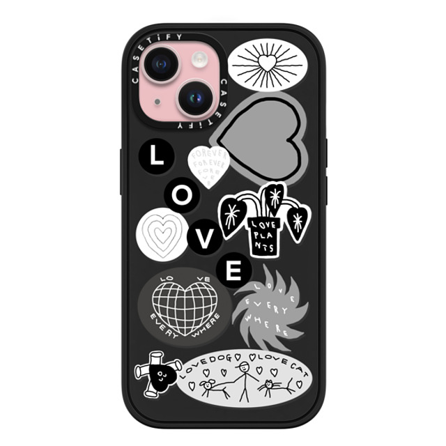 INAPSQUARE x CASETiFY iPhone 15 ケース マットブラック インパクトケース MagSafe対応 LOVE STICKER 02