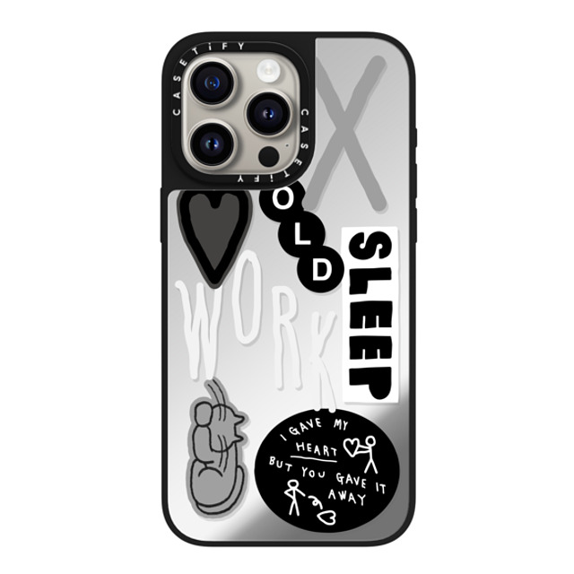 INAPSQUARE x CASETiFY iPhone 15 Pro Max ケース Silver on Black ミラーケース MagSafe対応 INAP STICKER WORK