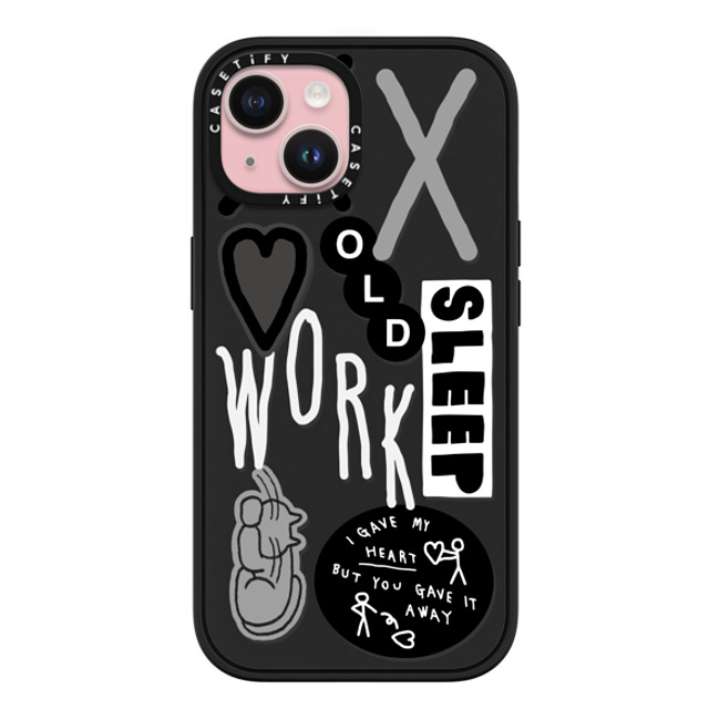 INAPSQUARE x CASETiFY iPhone 15 ケース マットブラック インパクトケース MagSafe対応 INAP STICKER WORK