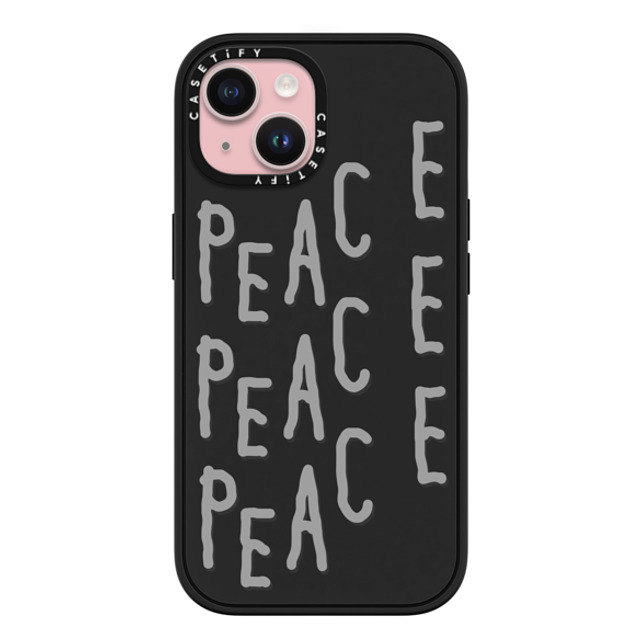 INAPSQUARE x CASETiFY iPhone 15 ケース マットブラック インパクトケース MagSafe対応 PEACE PEACE PEACE