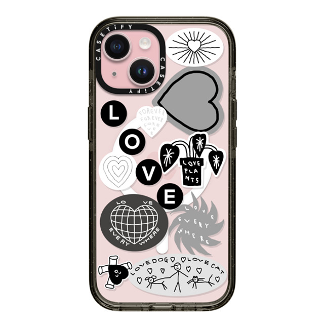 INAPSQUARE x CASETiFY iPhone 15 ケース ブラック インパクトケース MagSafe対応 LOVE STICKER 02