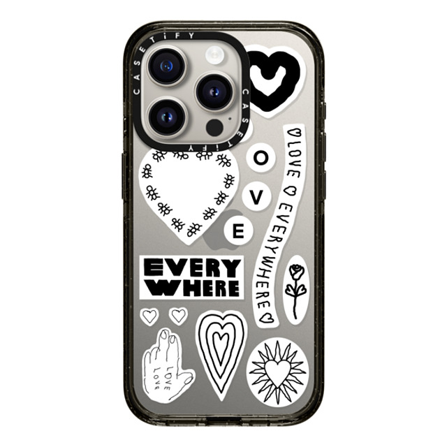 INAPSQUARE x CASETiFY iPhone 15 Pro ケース ブラック インパクトケース LOVE STICKER 01