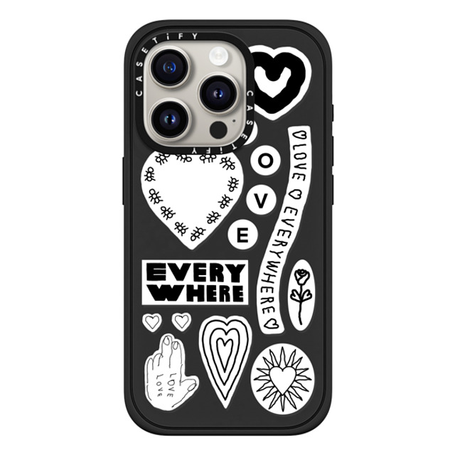 INAPSQUARE x CASETiFY iPhone 15 Pro ケース マットブラック インパクトケース MagSafe対応 LOVE STICKER 01