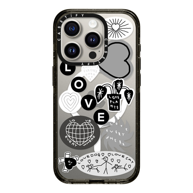 INAPSQUARE x CASETiFY iPhone 15 Pro ケース ブラック インパクトケース MagSafe対応 LOVE STICKER 02