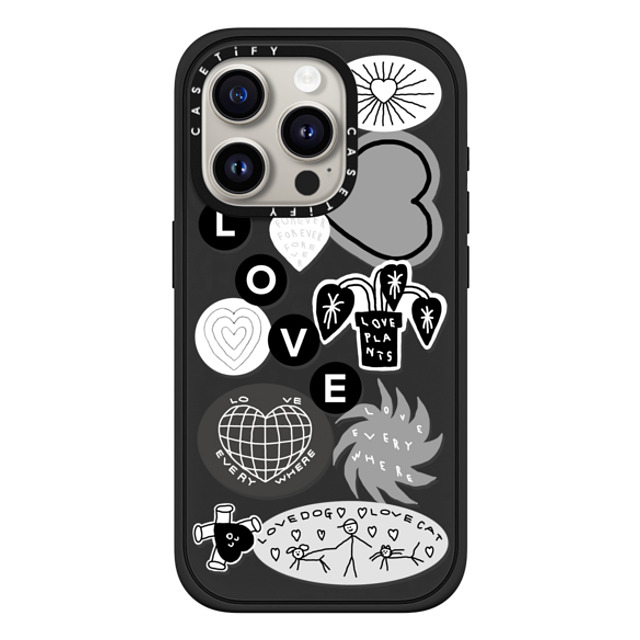 INAPSQUARE x CASETiFY iPhone 15 Pro ケース マットブラック インパクトケース MagSafe対応 LOVE STICKER 02