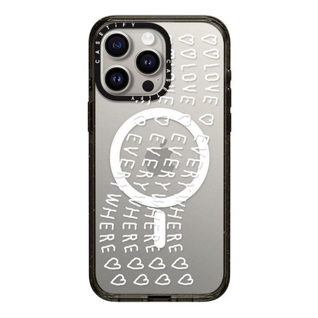 INAPSQUARE x CASETiFY iPhone 15 Pro Max ケース ブラック インパクトケース MagSafe対応 LOVE EVERYWHERE