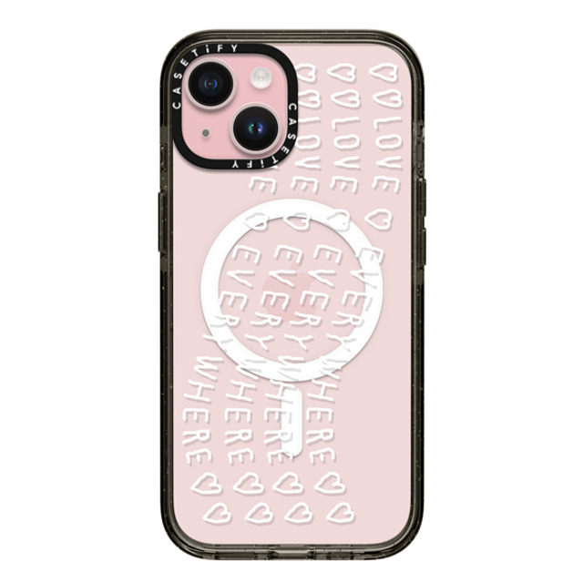 INAPSQUARE x CASETiFY iPhone 15 ケース ブラック インパクトケース MagSafe対応 LOVE EVERYWHERE