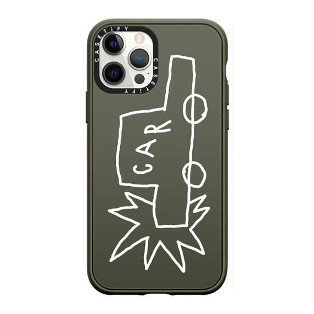 INAPSQUARE x CASETiFY iPhone 12 Pro Max ケース オリーブ インパクトケース CAR WHITE