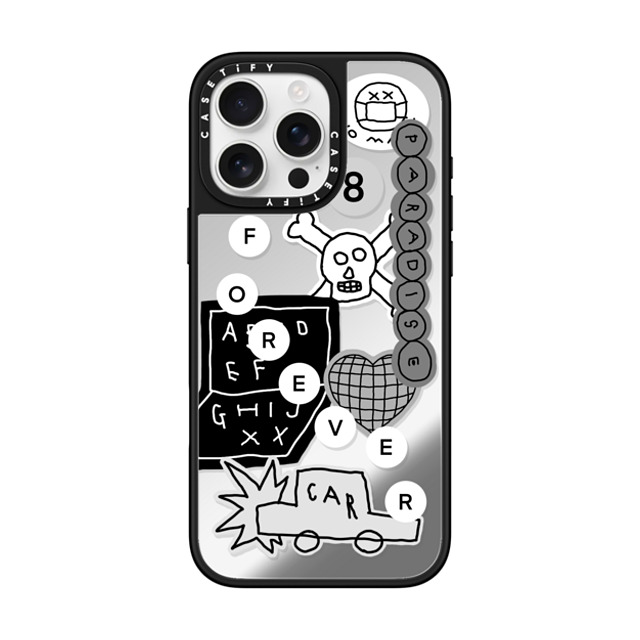 INAPSQUARE x CASETiFY iPhone 16 Pro Max ケース Sticker,Cartoon Silver on Black ミラーケース MagSafe対応 INAP STICKER 02 Mother's Day INAPSQUARE x CASETiFY iPhone 16 Pro Max ケース Sticker,Cartoon Silver on Black ミラーケース MagSafe対応 INAP STICKER 02 Mother's Day