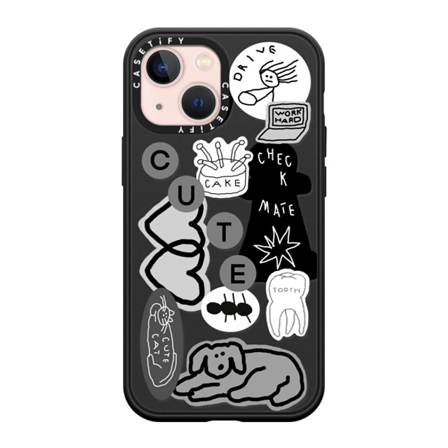 INAPSQUARE x CASETiFY iPhone 13 Mini ケース マットブラック インパクトケース MagSafe対応 INAP STICKER 01