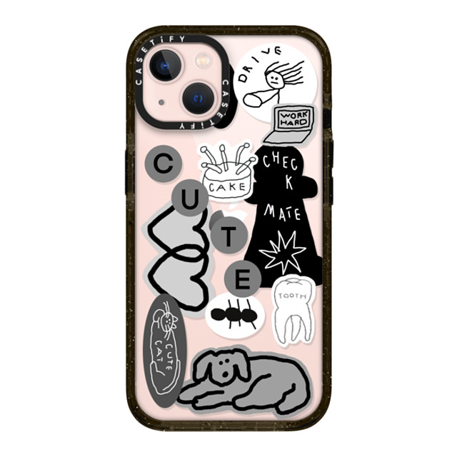 INAPSQUARE x CASETiFY iPhone 13 ケース ブラック インパクトケース INAP STICKER 01