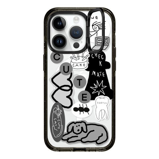 INAPSQUARE x CASETiFY iPhone 14 Pro ケース ブラック インパクトリングスタンドケース MagSafe対応 INAP STICKER 01