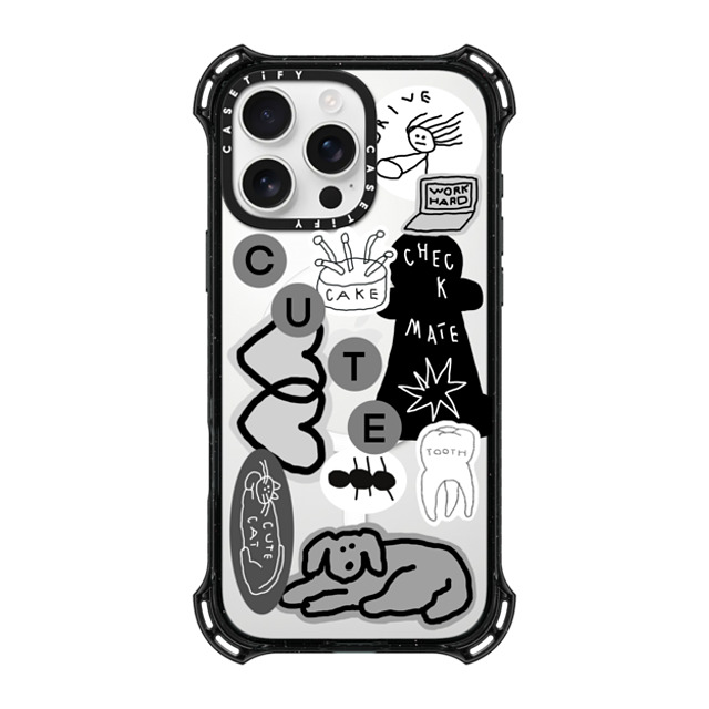 INAPSQUARE x CASETiFY iPhone 16 Pro Max ケース ブラック バウンスケース INAP STICKER 01