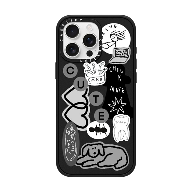 INAPSQUARE x CASETiFY iPhone 16 Pro Max ケース マットブラック インパクトケース MagSafe対応 INAP STICKER 01