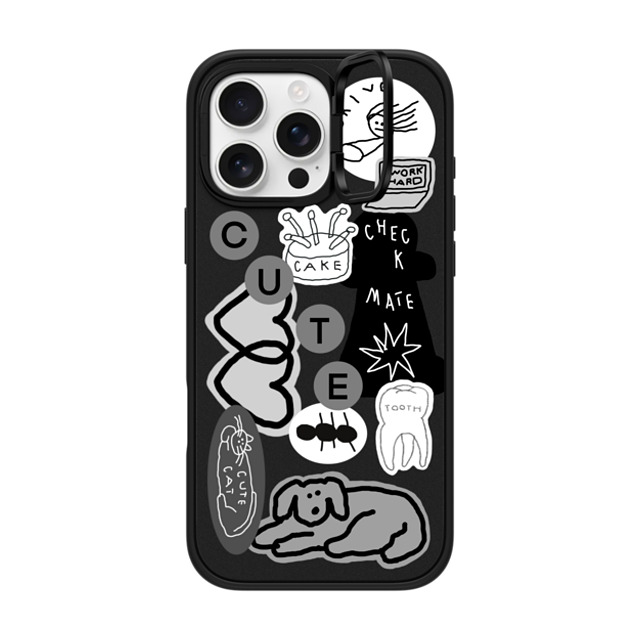 INAPSQUARE x CASETiFY iPhone 16 Pro Max ケース マットブラック インパクトリングスタンドケース MagSafe対応 INAP STICKER 01