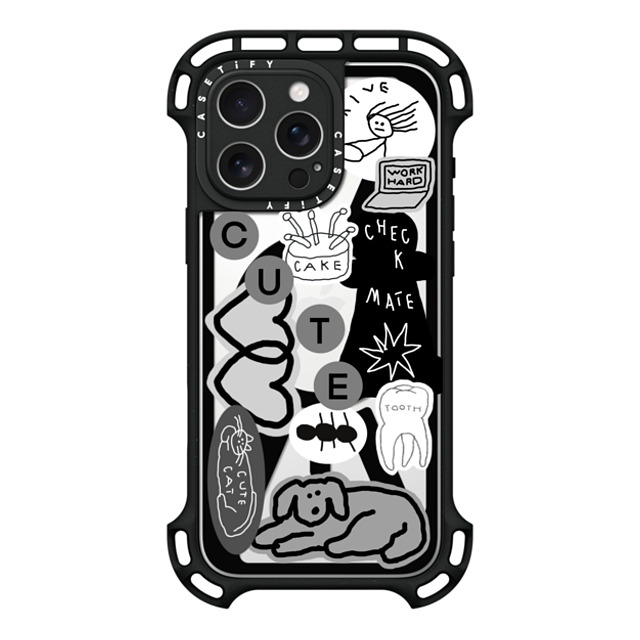 INAPSQUARE x CASETiFY iPhone 16 Pro Max ケース ブラック ウルトラ バウンスケース MagSafe対応 INAP STICKER 01