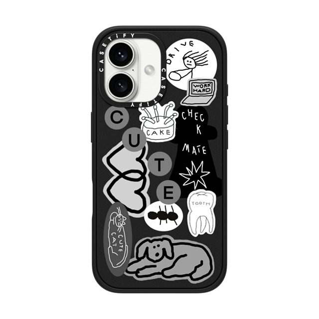 INAPSQUARE x CASETiFY iPhone 16 ケース マットブラック インパクトケース INAP STICKER 01