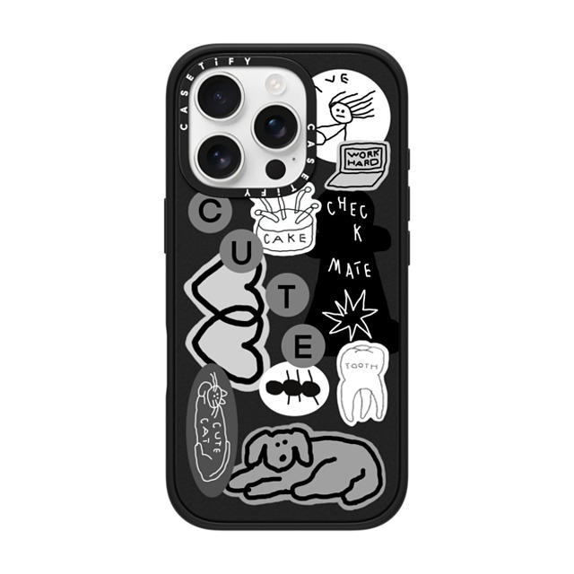 INAPSQUARE x CASETiFY iPhone 16 Pro ケース マットブラック インパクトケース MagSafe対応 INAP STICKER 01