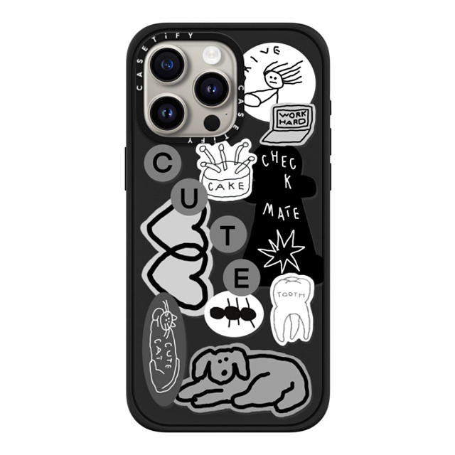 INAPSQUARE x CASETiFY iPhone 15 Pro Max ケース マットブラック インパクトケース MagSafe対応 INAP STICKER 01