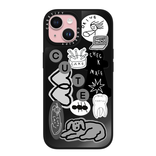 INAPSQUARE x CASETiFY iPhone 15 ケース Black on Black ミラーケース MagSafe対応 INAP STICKER 01