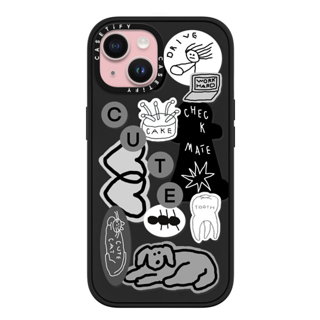 INAPSQUARE x CASETiFY iPhone 15 ケース マットブラック インパクトケース MagSafe対応 INAP STICKER 01