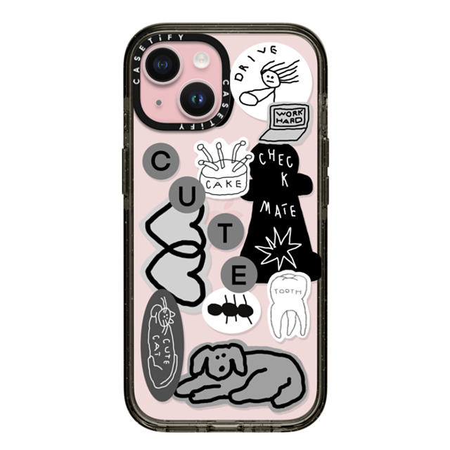 INAPSQUARE x CASETiFY iPhone 15 ケース ブラック インパクトケース INAP STICKER 01