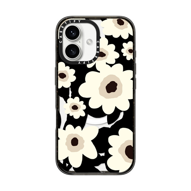 designlovefest x CASETiFY iPhone 16 ケース ブラック インパクトケース MagSafe対応 Flowers