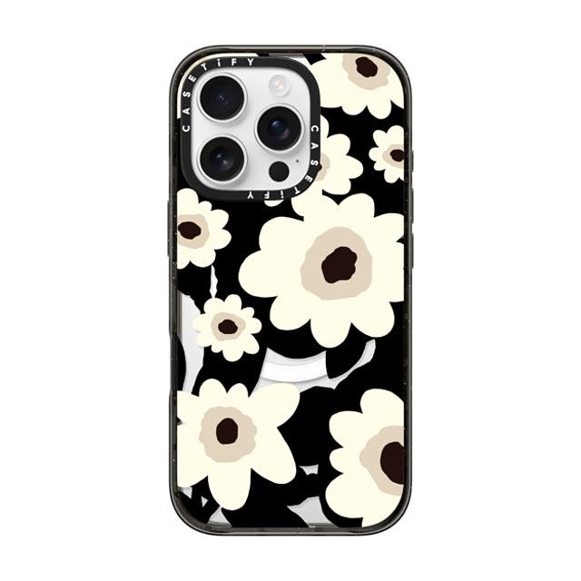 designlovefest x CASETiFY iPhone 16 Pro ケース ブラック インパクトケース MagSafe対応 Flowers