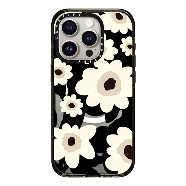 designlovefest x CASETiFY iPhone 15 Pro ケース ブラック インパクトケース MagSafe対応 Flowers