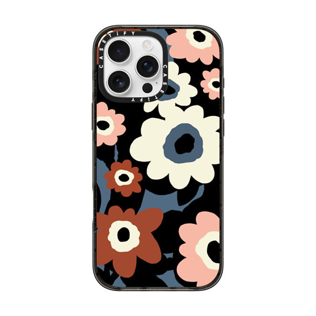 designlovefest x CASETiFY iPhone 16 Pro Max ケース ブラック インパクトケース MagSafe対応 Flowers #2