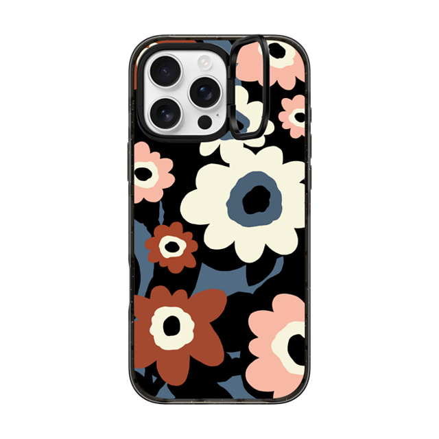 designlovefest x CASETiFY iPhone 16 Pro Max ケース ブラック インパクトリングスタンドケース MagSafe対応 Flowers #2