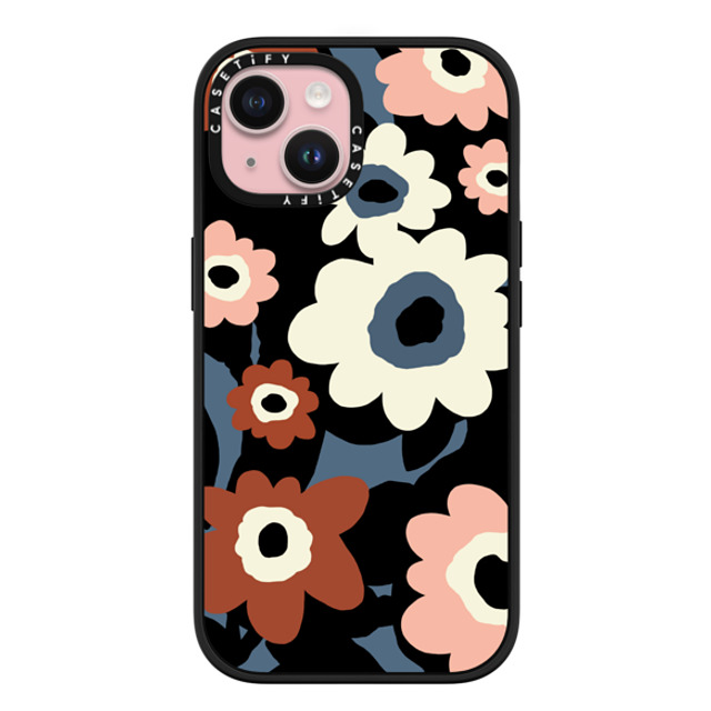 designlovefest x CASETiFY iPhone 15 ケース マットブラック インパクトケース MagSafe対応 Flowers #2