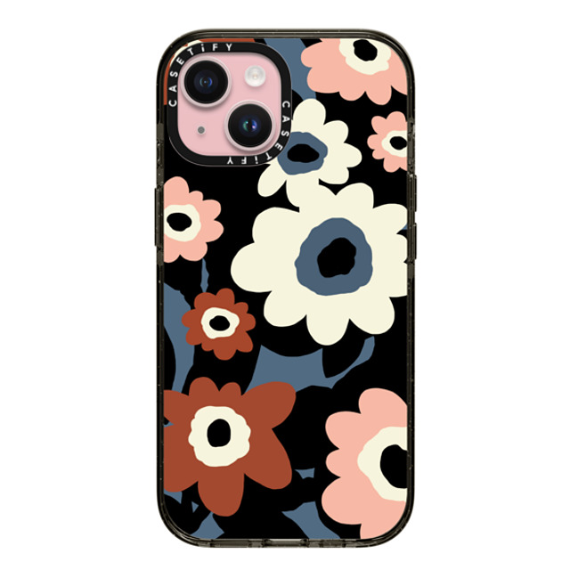 designlovefest x CASETiFY iPhone 15 ケース ブラック インパクトケース Flowers #2