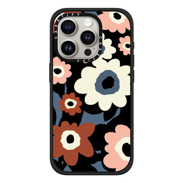 designlovefest x CASETiFY iPhone 15 Pro ケース マットブラック インパクトケース MagSafe対応 Flowers #2