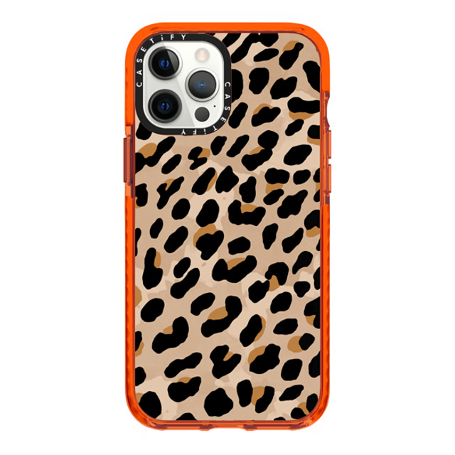 designlovefest x CASETiFY iPhone 12 Pro Max ケース オレンジ インパクトケース Leopard Print