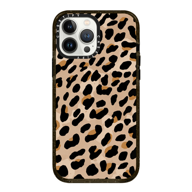 designlovefest x CASETiFY iPhone 13 Pro Max ケース ブラック インパクトケース MagSafe対応 Leopard Print