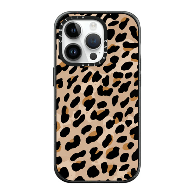 designlovefest x CASETiFY iPhone 14 Pro ケース マットブラック インパクトケース MagSafe対応 Leopard Print