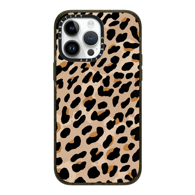 designlovefest x CASETiFY iPhone 14 Pro Max ケース ブラック インパクトケース MagSafe対応 Leopard Print