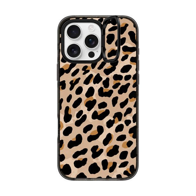 designlovefest x CASETiFY iPhone 16 Pro Max ケース ブラック インパクトリングスタンドケース MagSafe対応 Leopard Print