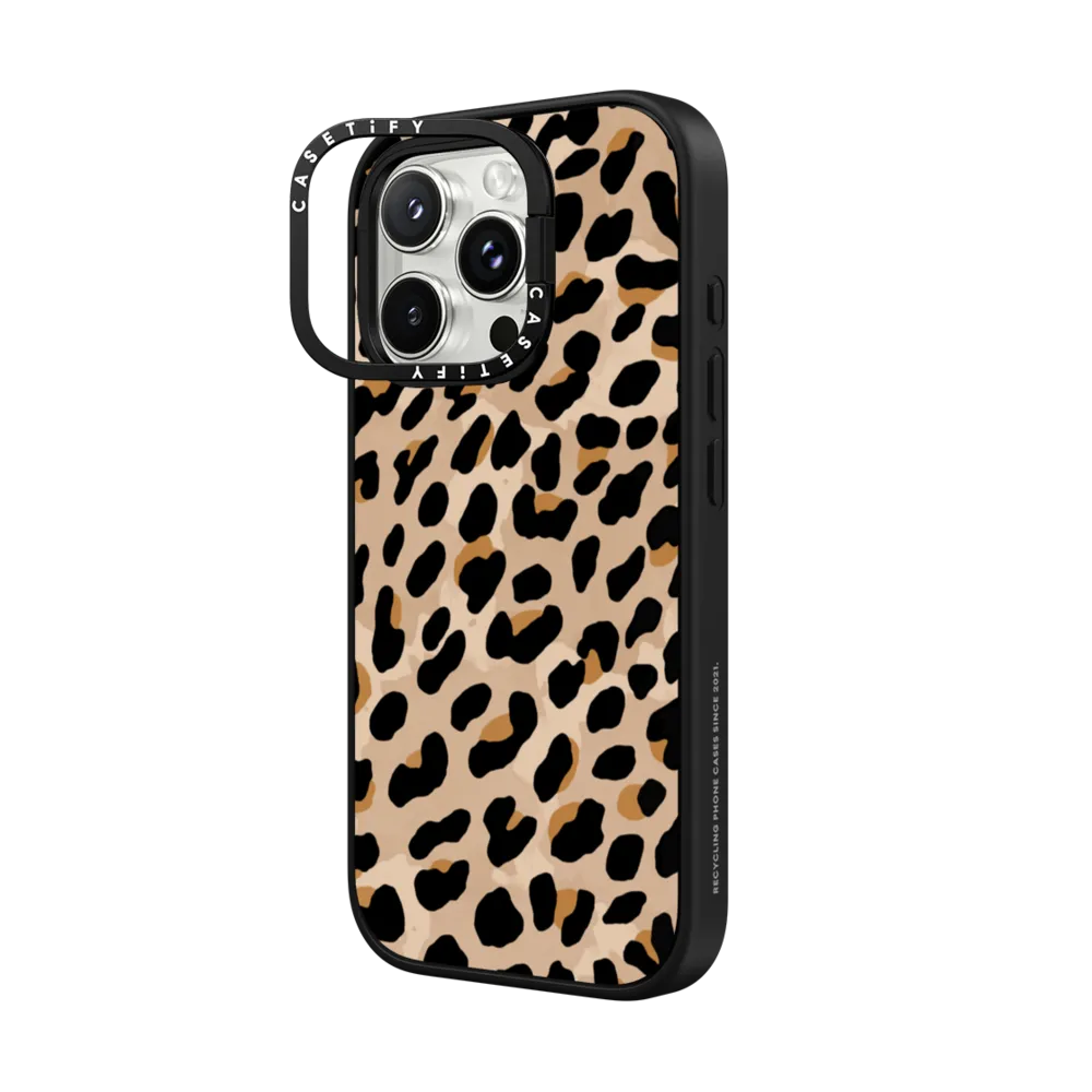 Impact Ring Stand iPhone 16 Pro Max Case MagSafe Compatible - Leopard Print