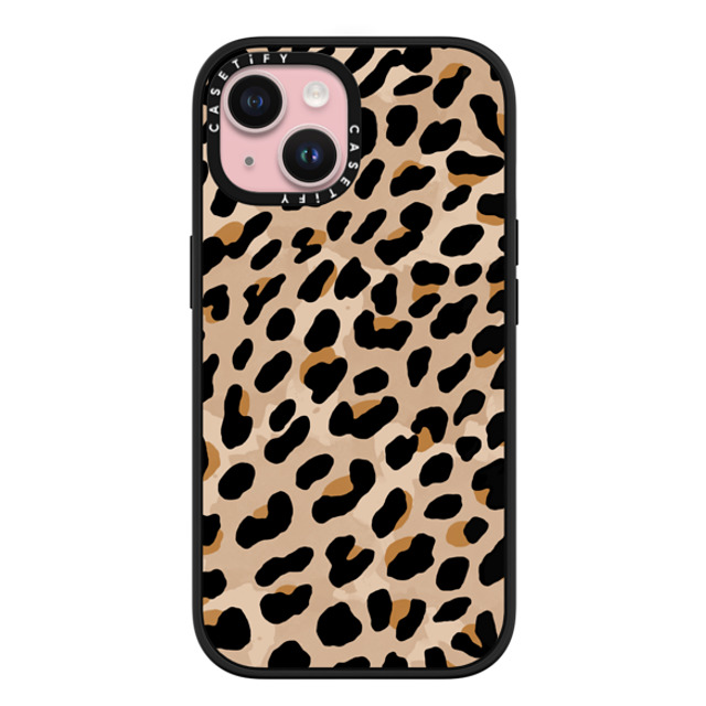 designlovefest x CASETiFY iPhone 15 ケース マットブラック インパクトケース MagSafe対応 Leopard Print