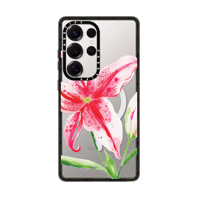 Jenna Rainey x CASETiFY Galaxy S25 Ultra ケース Floral,Fine Art ブラック Impact Magnetic Case Stargazer Lily