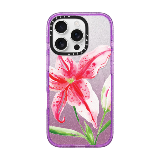 Jenna Rainey x CASETiFY iPhone 16 Pro Case Floral,Fine Art Glitter Purple Impact Case MagSafe Compatible Stargazer Lily Back to School Jenna Rainey x CASETiFY iPhone 16 Pro Case Floral,Fine Art Glitter Purple Impact Case MagSafe Compatible Stargazer Lily Back to School