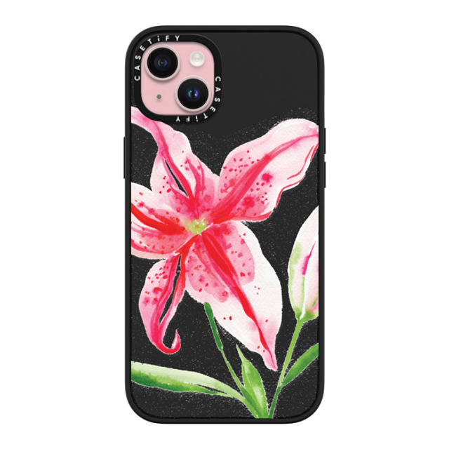 Jenna Rainey x CASETiFY iPhone 15 Plus Case Matte Black Impact Case MagSafe Compatible Stargazer Lily Jenna Rainey x CASETiFY iPhone 15 Plus Case Matte Black Impact Case MagSafe Compatible Stargazer Lily