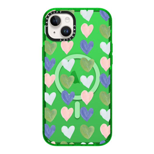 Jenna Rainey x CASETiFY iPhone 14 Plus ケース グリーン インパクトケース MagSafe対応 Faded Hearts