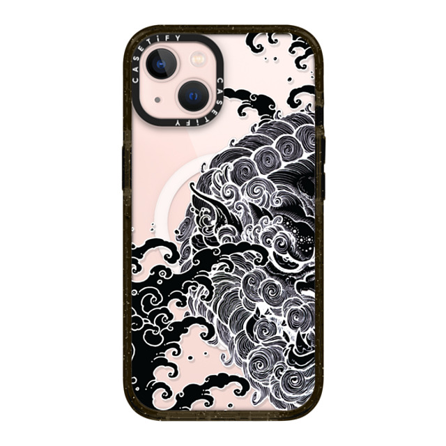 Gabe Shum x CASETiFY iPhone 13 ケース ブラック インパクトケース MagSafe対応 Lucky Foo Dog by Gabe Shum