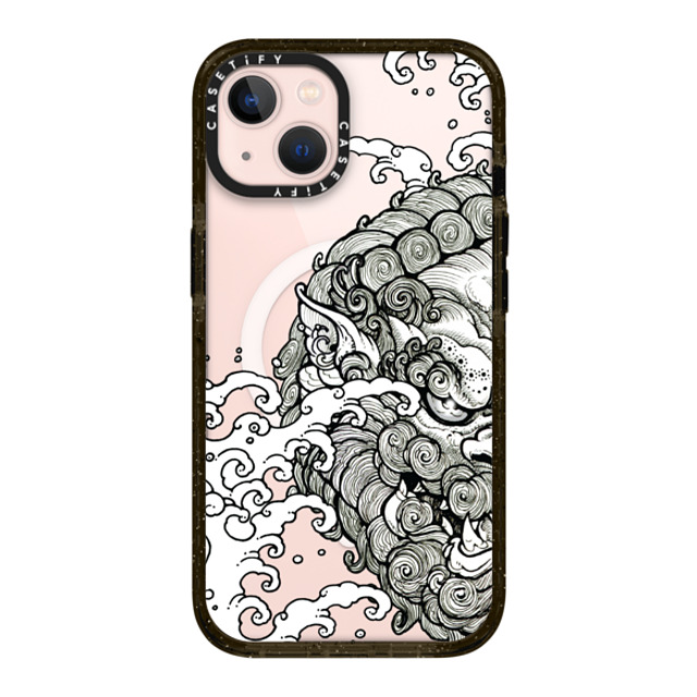 Gabe Shum x CASETiFY iPhone 13 ケース ブラック インパクトケース MagSafe対応 Lucky Foo Dog by Gabe Shum