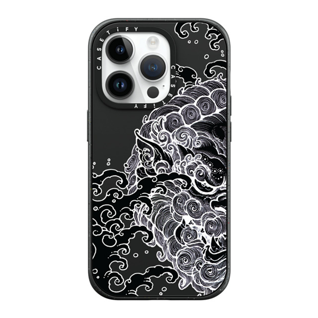 Gabe Shum x CASETiFY iPhone 14 Pro ケース マットブラック インパクトケース MagSafe対応 Lucky Foo Dog by Gabe Shum