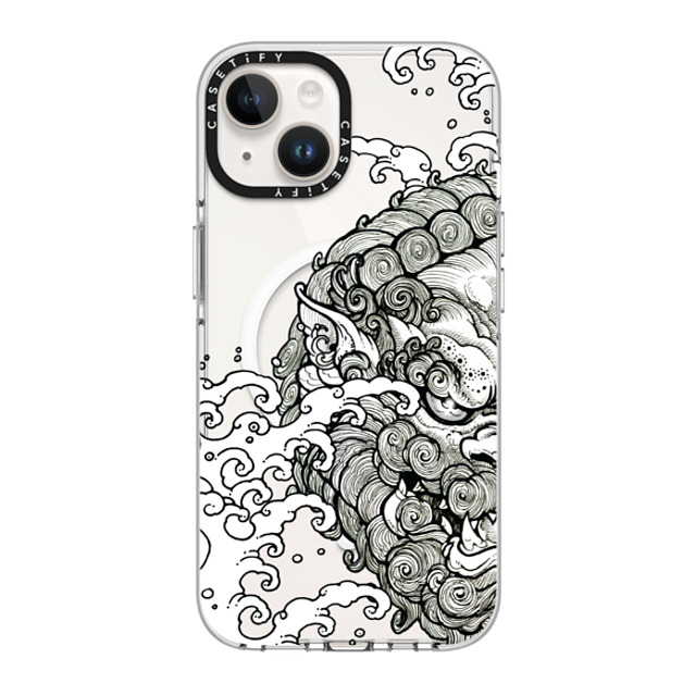 Gabe Shum x CASETiFY iPhone 14 Case Clear Clear Case MagSafe Compatible Lucky Foo Dog by Gabe Shum Gabe Shum x CASETiFY iPhone 14 Case Clear Clear Case MagSafe Compatible Lucky Foo Dog by Gabe Shum